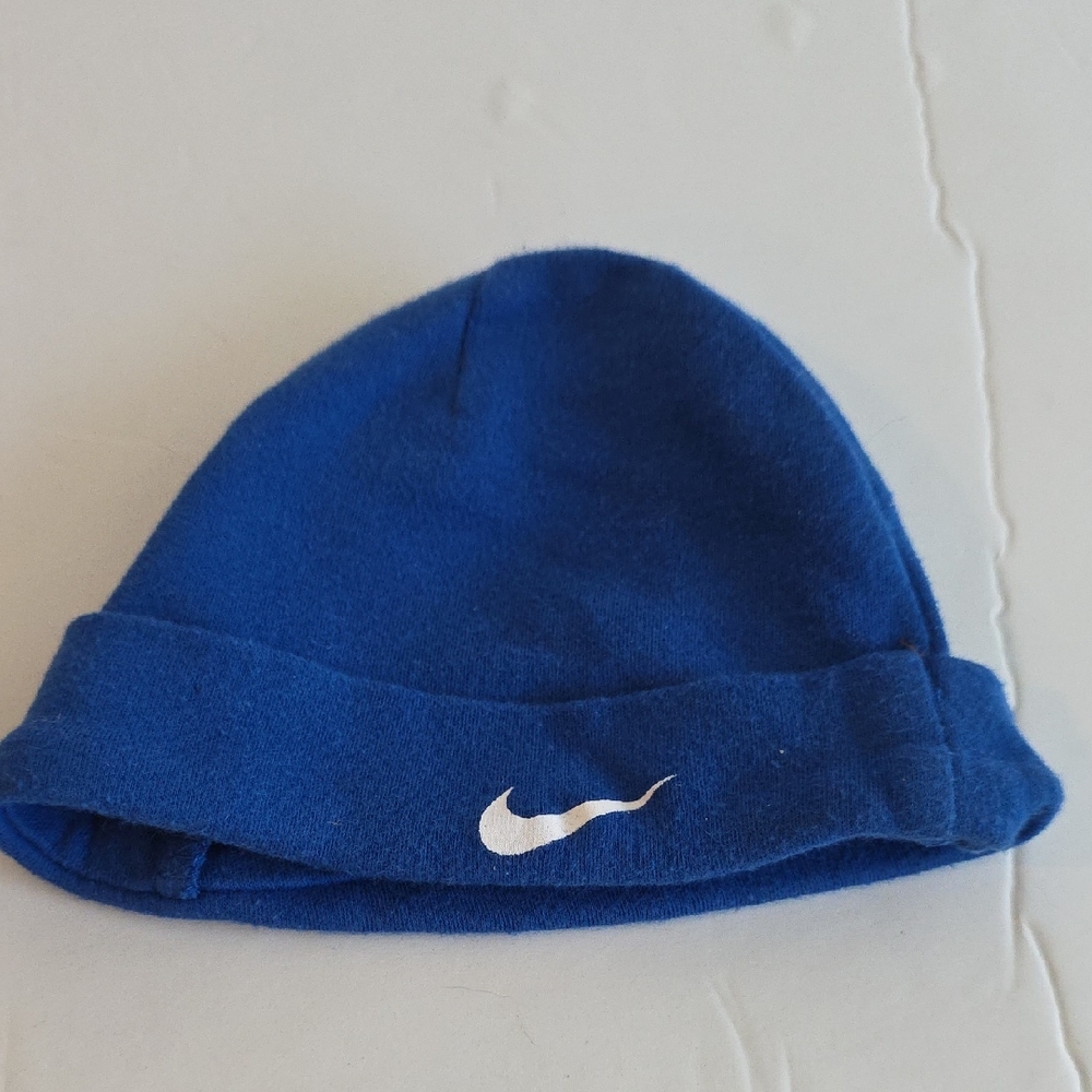 Nike Royal Blue Knit Beanie Hat Baby Hat White Swoosh